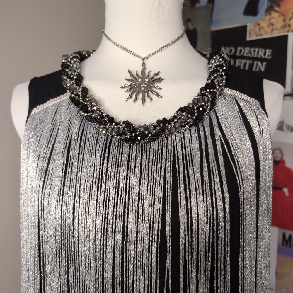 Fringe Gothic Glam Metallic Dress - Picture 3 of 8